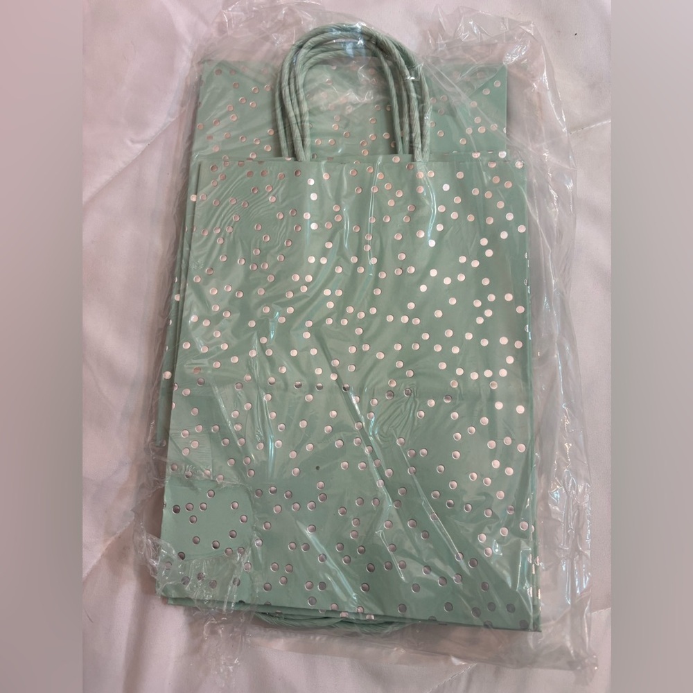 6 Silver Foil Dots Gift Bags - Spritz: Polka Dot Paper 8x10